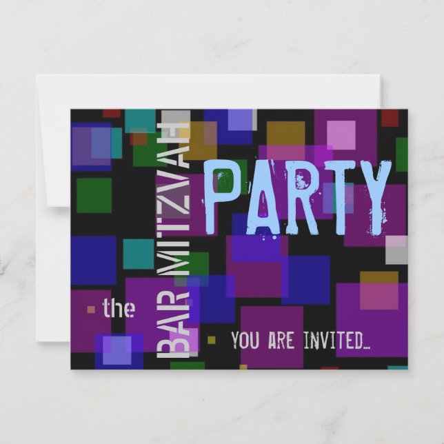 Invitación Colorido Bat Mitzvah Bar Mitzvah fiesta (Anverso)