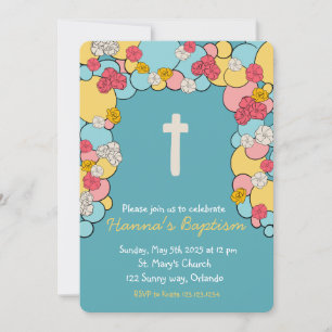 Invitación Colorido Blessing Baptism Christening Invitation