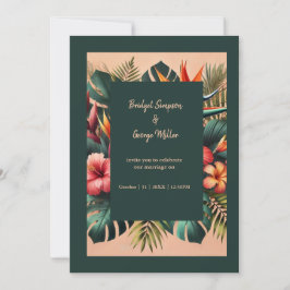 Invitación colorido Boda floral tropical hawaiano exótico