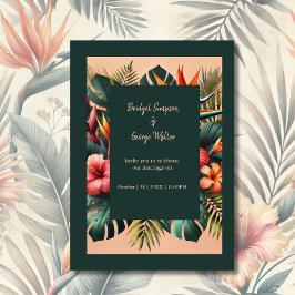 Invitación colorido Boda floral tropical hawaiano exótico