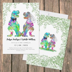 Invitación Colorido Boda temático de dinosaurios