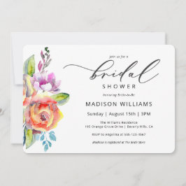 Invitación Colorido Boho Floral Watercolor Bridal Shower