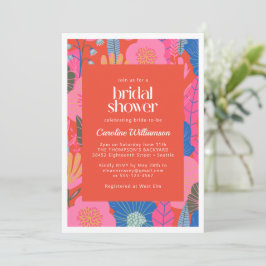 Invitación Colorido Boho Rojo Floral Elegante Ducha Nodal