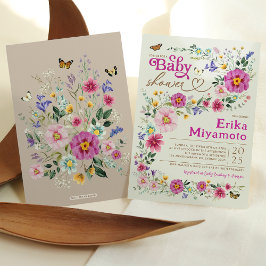 Invitación Colorido Boho Wildflower Butterfly Baby Shower