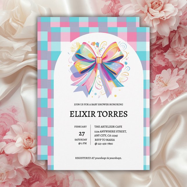 Invitación Colorido Bow Baby Shower (Subido por el creador)
