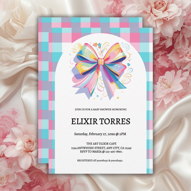 Invitación Colorido Bow Baby Shower (Subido por el creador)