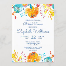 Invitación Colorido brillante acuarela Floral Bridal Shower
