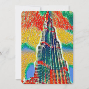 Invitación Colorido Burj Khalifa pintura colorida