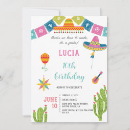 Invitación Colorido Cactus Fiesta Mexicana Foto Cumpleaños