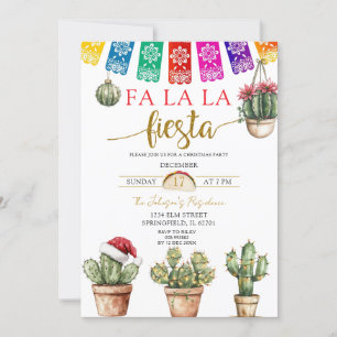 Invitación Colorido Cactus Santa Fiesta Feriada Mexicana