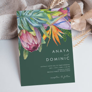 Invitación Colorido Casual Floral Tropical   Boda verde