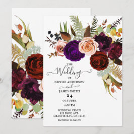 Invitación Colorido Chic Floral Verde Blanco Boda