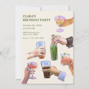 Invitación Colorido cóctel vintage anima el cumpleaños
