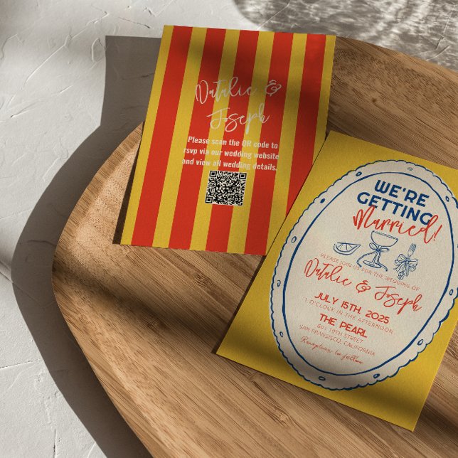 Invitación Colorido código QR ilustrado Boda dibujado a mano (Subido por el creador)