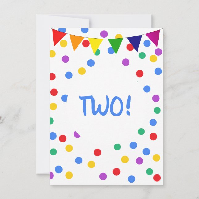 Invitación Colorido confetti puño niños Fiestas de 2º cumplea (Anverso)
