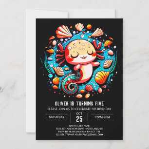 Invitación Colorido cumpleaños de Axolotl Boho