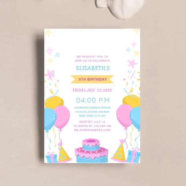Invitación colorido cumpleaños de un niño lindo (Subido por el creador)
