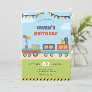 Invitación Colorido cumpleaños del tren