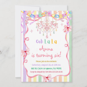 Invitación Colorido Cumpleaños Ooh La La de Lujo