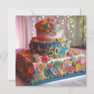 INVITACIÓN COLORIDO DE DIVERSIÓN 50 ANIVERSARIO BODA