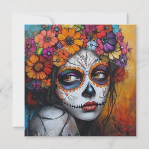 Invitación Colorido Día de Reunión Cultural de los Muertos