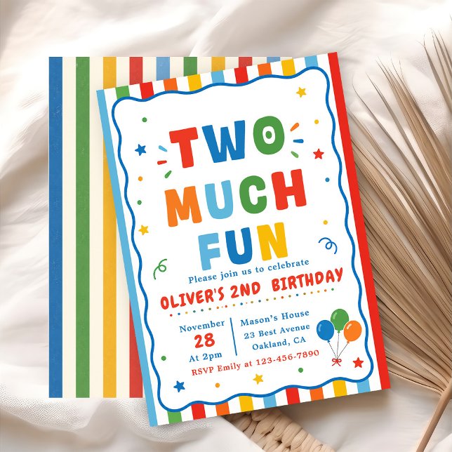 Invitación Colorido Dos Mucho Diversión Segundo Cumpleaños (Subido por el creador)