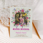 Invitación Colorido dulce de flor silvestre 16 foto de cumple<br><div class="desc">Este bonito diseño combina el encanto libre de las flores silvestres coloridas con el delicado encanto de las mariposas vintage. La paleta es una vibrante mezcla de verdes naturales, rosados calientes, morado pálido, amarillos soleados y azul cielo, lo que lo convierte en un festín para los ojos y perfecto para...</div>