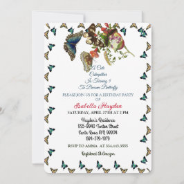 Invitación Colorido el cumpleaños de la mariposa que se convi
