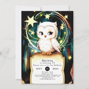 Invitación Colorido en el cumpleaños de la lechuza de Woods