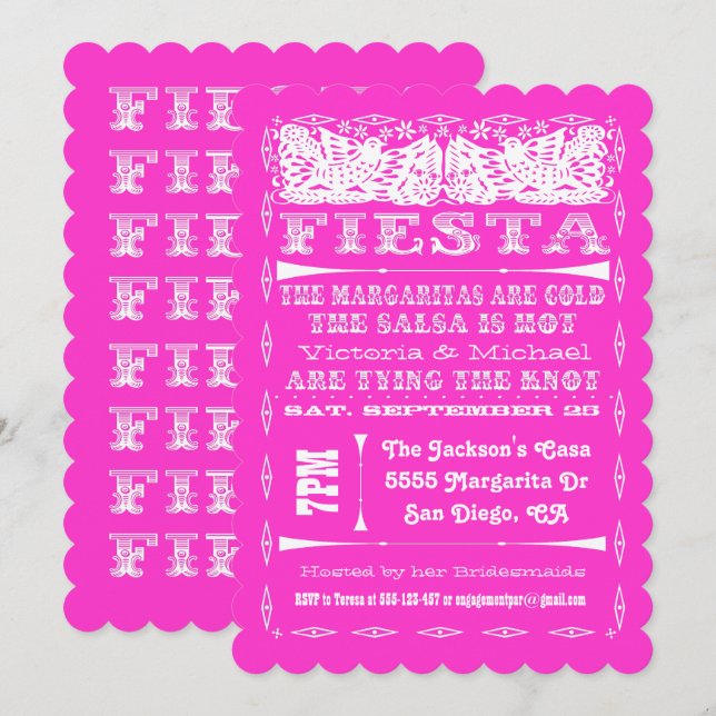 Invitación Colorido ensayo mexicano de Fiesta (Anverso / Reverso)
