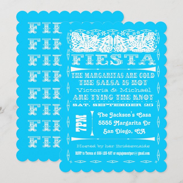 Invitación Colorido ensayo mexicano de Fiesta (Anverso / Reverso)
