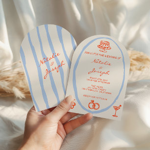 Invitación Colorido Escrito Pintado Caprichoso Arco Boda