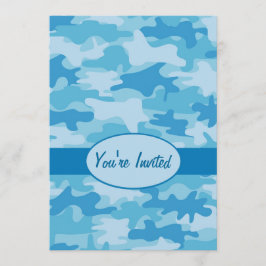 Invitación Colorido evento de Fiesta de Camuflaje Azul