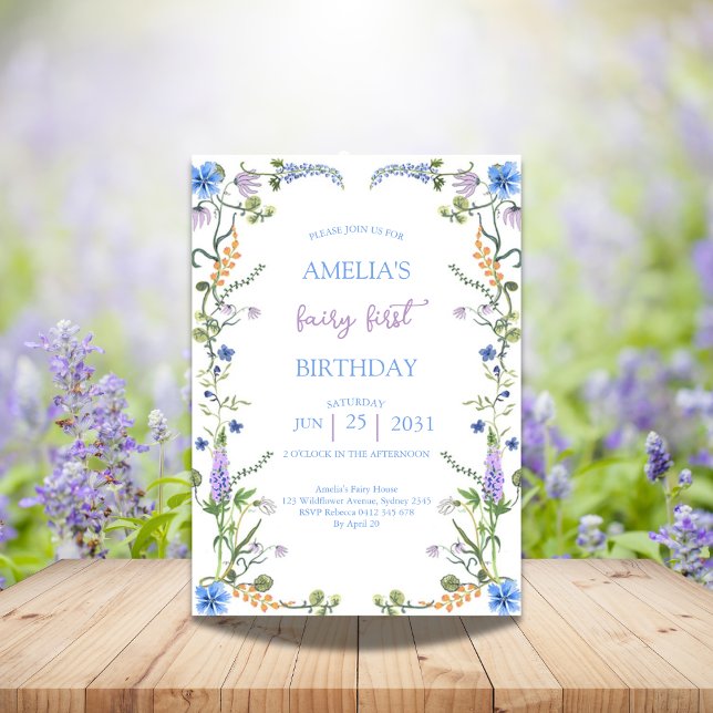 Invitación Colorido Fairy Fairy First Birday Party (Subido por el creador)