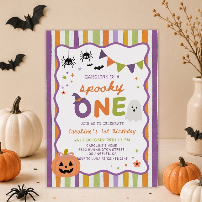 Invitación Colorido Fantasma de Halloween Cumpleaños 1 (Subido por el creador)