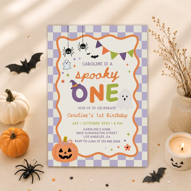 Invitación Colorido Fantasma de Halloween Cumpleaños 1 (Subido por el creador)
