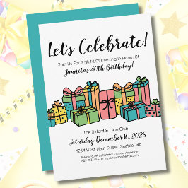 Invitación Colorido feliz 40° Fiesta de cumpleaños