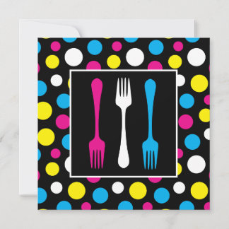 Invitación Colorido Fiesta de la cena de cumpleaños de Polka 