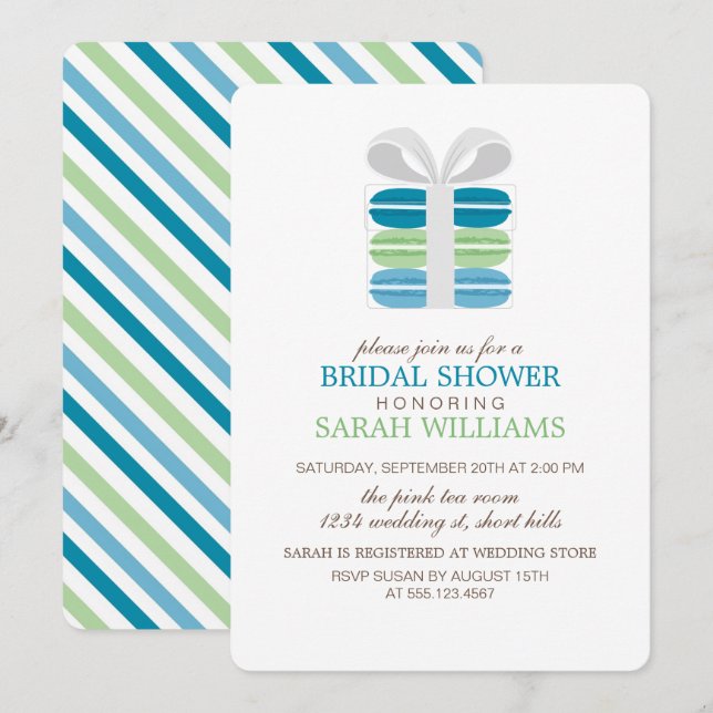 Invitación Colorido Fiesta de los Macarons franceses (Anverso / Reverso)