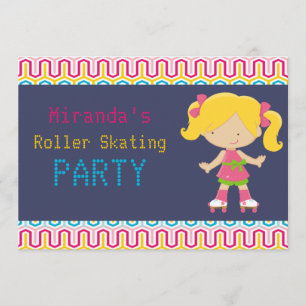 Invitación Colorido Fiesta de patinaje sobre ruedas retro