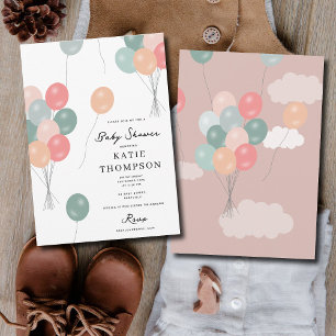 Invitación Colorido Fiesta Pastel Globos Baby Shower