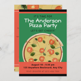 Invitación Colorido Fiesta Pizza
