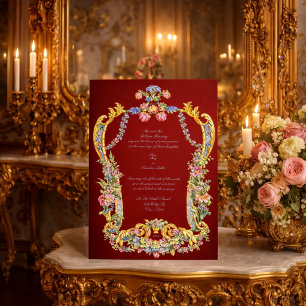 Invitación Colorido Floral Barroco Rococó Nupcial del Siglo X