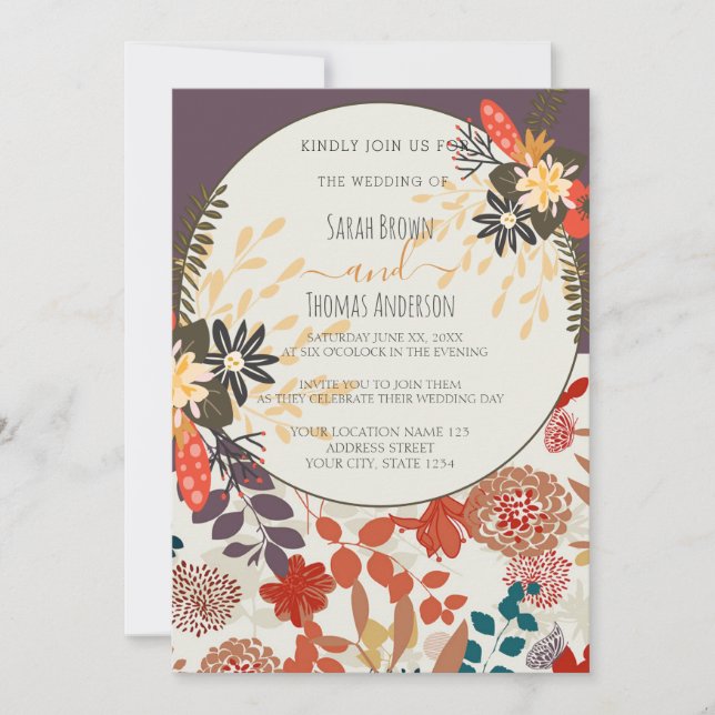 INVITACIÓN COLORIDO FLORAL BOHO (Anverso)