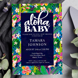 Invitación Colorido floral Hawaiano Luau Aloha Baby Shower