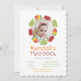 Invitación Colorido Fruit Popsicle Verano Segundo Cumpleaños