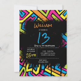Invitación Colorido Graffiti Street Art Party