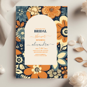Invitación Colorido Groovy Retro 70s Floral Despedida de Solt
