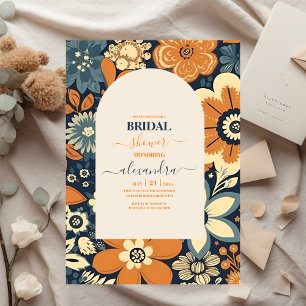 Invitación Colorido Groovy Retro 70s Floral Despedida de Solt