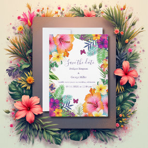 Invitación Colorido hawaiano tropical Floral caja fuerte la f